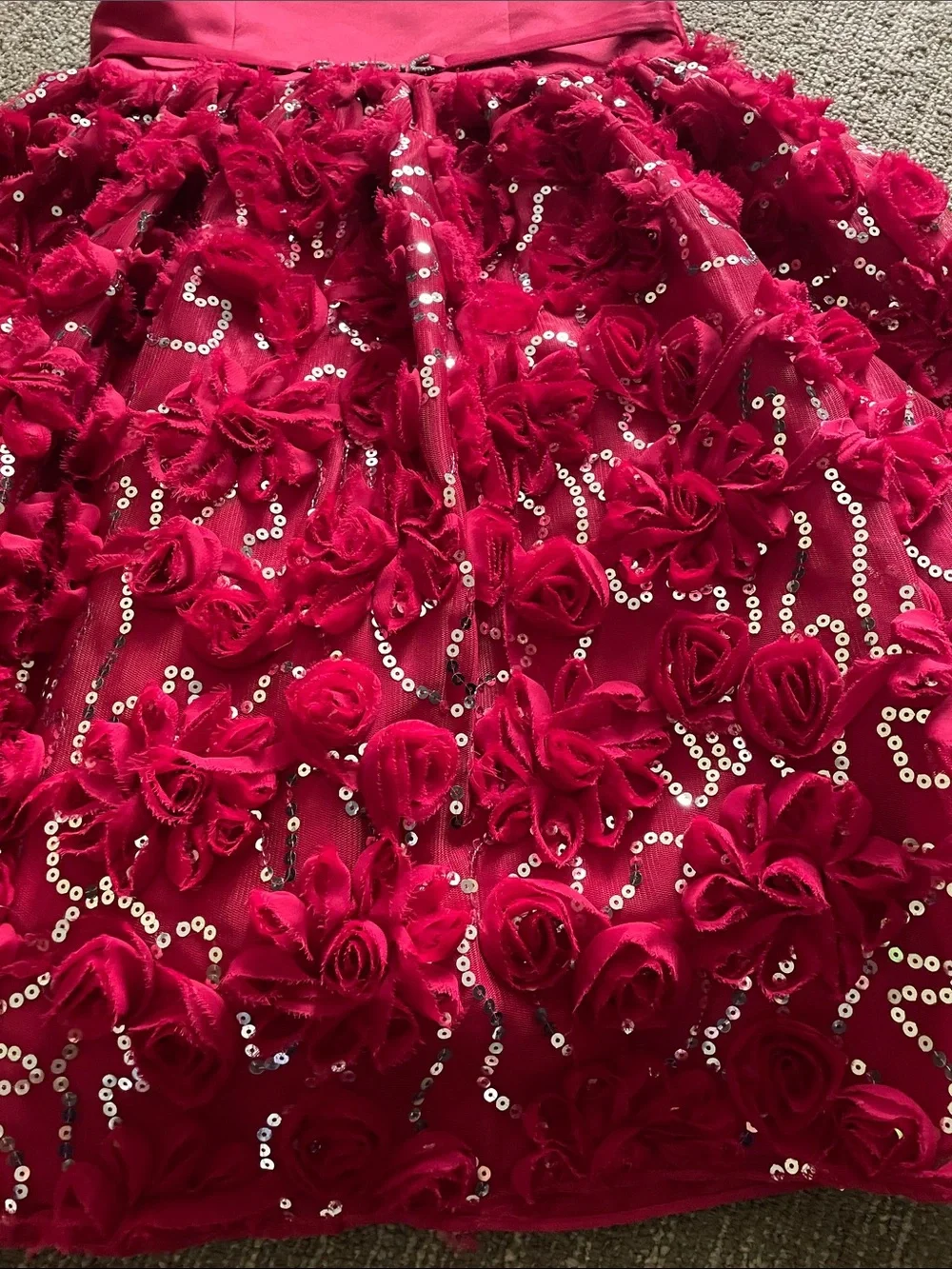 American Princess Hot Pink Sequin Floral Party Dress